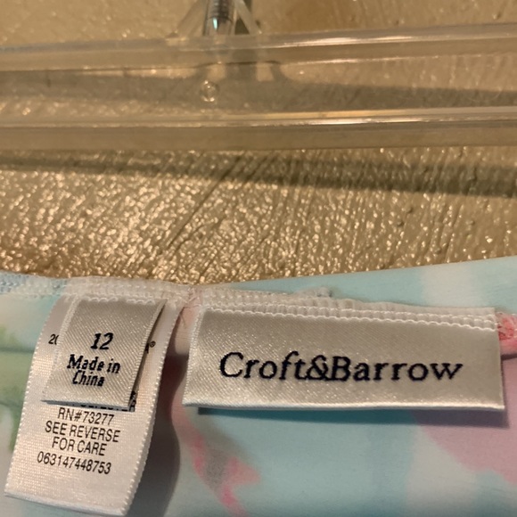 Croft & Barrow size 12 red white floral halter swim top - Picture 5 of 5